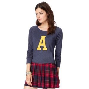 Aeropostale Womens Cropped A Pullover Sweater, Blue, NWT